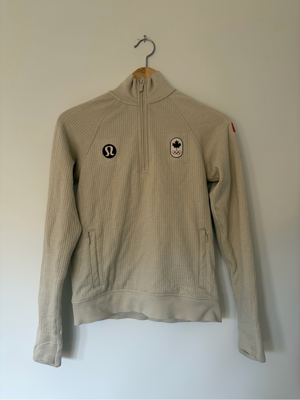 lululemon athletica women’s Zip-Neck Sweater - Cream - Team Canada collection